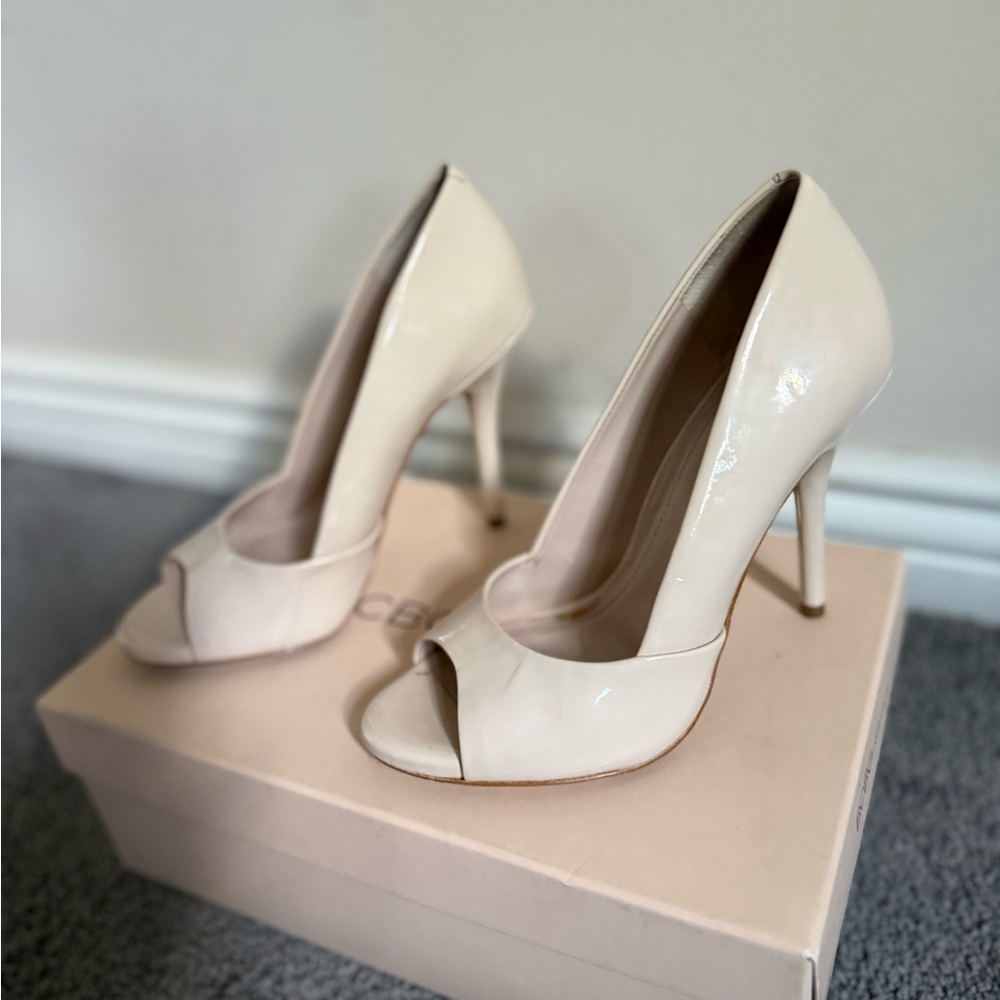 BCBGeneration Nude Peep-Toe Heels